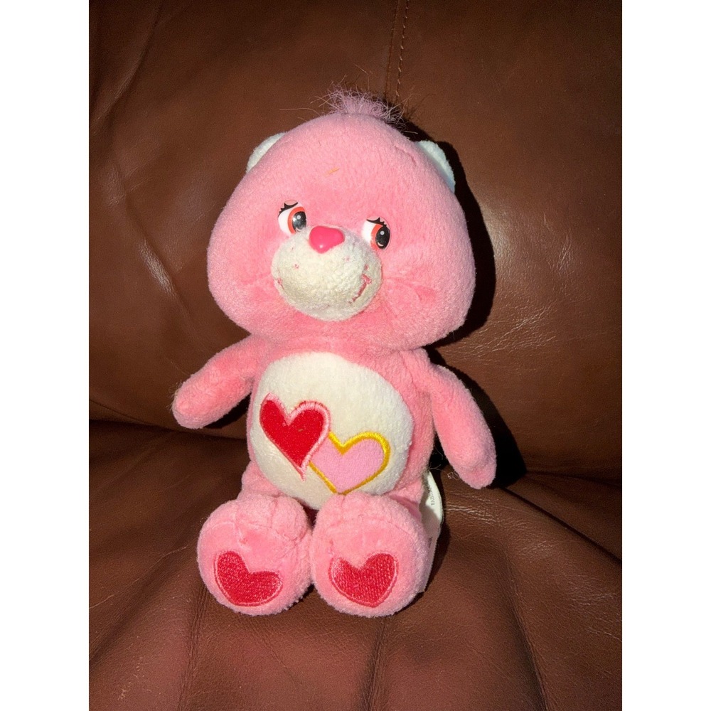 Care Bears Love-a-lot Bear Pink Plush Small Beanbag Stuffed Animal 2004